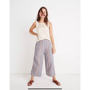 Madewell Side-Button Huston Pull-On Crop Pants in Rainbow Stripe S
